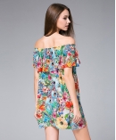 Flowers Printed silk crepe mini  dress